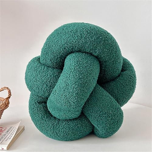 Viusneun Knotenkissen - Rundes Wurfkissen, Geknotetes Kissen für Sofa Bett Deko Rundes Plüschkissen für Kind Schlafzimmer (Grün)