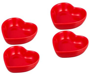 PRETYZOOM 4pcs Heart Shaped Ceramic Snack Tray Dinnerware Versatile Condiment Plate for Sushi Valentines Plates