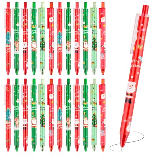 Lemicin Kugelschreiber Weihnachten Stift Weihnachtsstifte - 24 Stück Weihnachtskugelschreiber Weihnachtsgeschenke Kleinigkeiten Mitgebsel Weihnachten Give Away Erwachsene