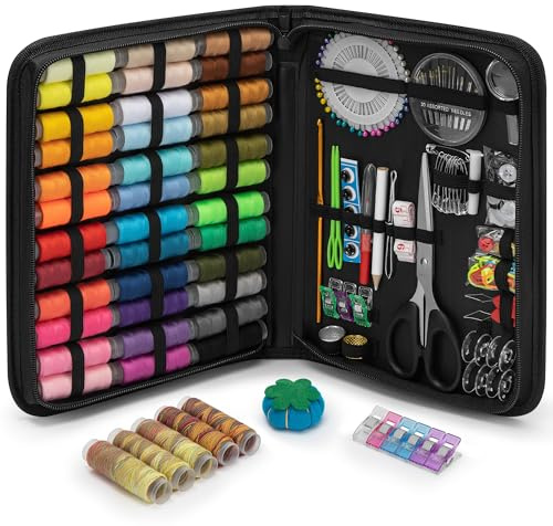 KEYHOT Nähset Grundausstattung, Reisenähset Nadel und Faden Set, Nähmaschine Nähzeug Set mit Inhalt für unterwegs Hochwertig Anfänger mit Knöpfen（200PCS）