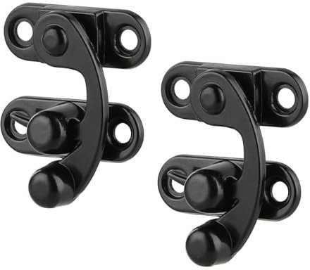 2 ganci antichi vintage a chiusura rapida, piccoli con viti, ganci a barra destra per piccole scatole di legno, portagioie, scatola di vino, nero