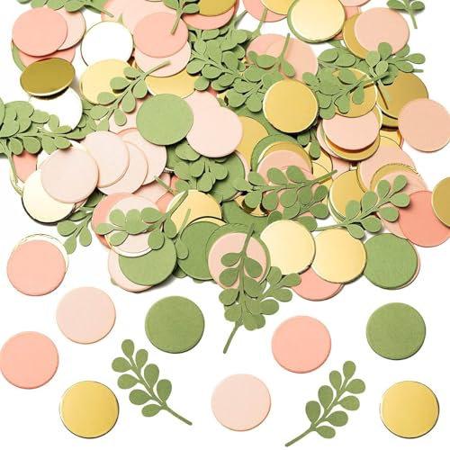 Sage Olive Green Blush Round Scatter Decorative Confetti,Happy Birthday Confetti,50 Gram Table Decoration Bridal Wedding Confetti Baby Shower Birthday Holiday Party Supplies