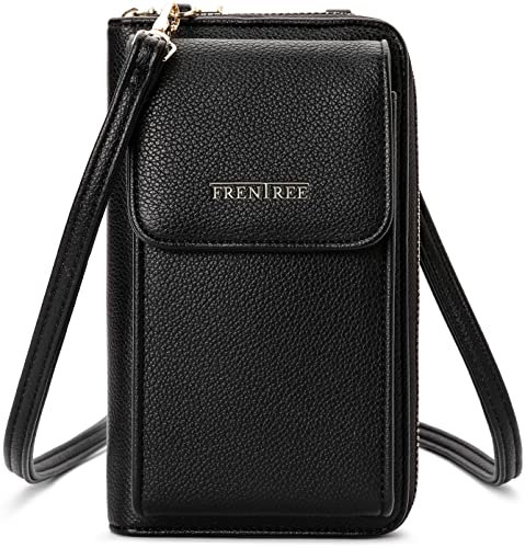 Kleine Damen Umhängetasche Cross-Body Handtasche mit vielen Fächern, Geldbörse Portemonnaie mit Rundum-Reißverschluss, Handytasche Tasche