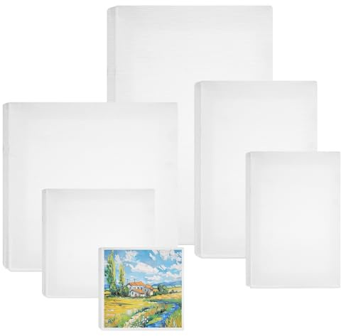 6 Pezzi Tele da Dipingere Cotone di Qualità per Disegnare, Fare Schizzi | Art Tela Bianca Telaio Arte Barella Tele per Dipingere Robusto per Principianti, Studenti, Artisti, Bambini e Adulto