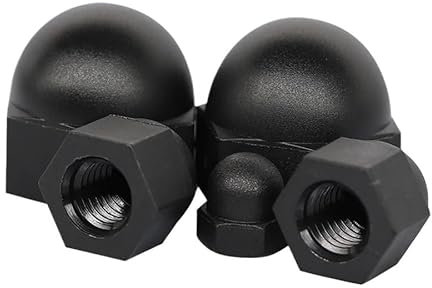 RKODRSMG 10/15/25/50 PCS Nylon Hutmutter M3 M4 M5 M6 M8 M10 M12 Weiß Schwarz Kunststoff Isolierung dekorative Hut Mutter(Black M3-50 PCS)
