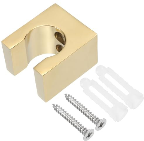sourcing map Shower Head Holder, Zinc Alloy Handheld Bidet Sprayer Holder Shower Wand Holder Toilet Sprayer Base Support Showerhead Clips with Screws for Faucet Bathtub (Square, Gold)