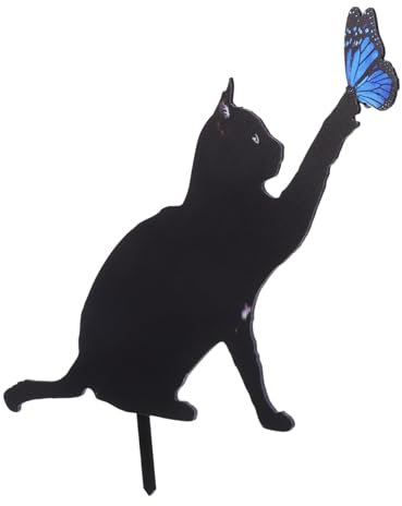 SEWOART Acryl-Katzen Gartenpfähle Für Außenbereich Katzenstatuen Tiergartendekor Wetterbeständig Einfache Installation