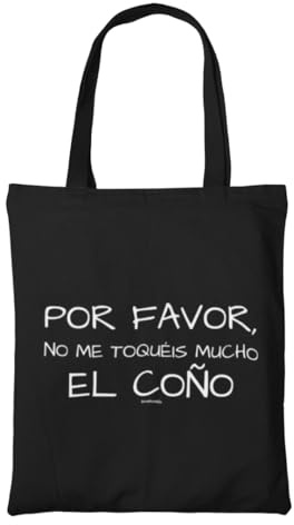 Wondernastic - Tote Bag No me toquéis mucho el ..., Color Negro, Bolso Multiusos, Tejido de Lino, Versátil, Resistente, Diseño Original, Medidas 34 x 39 cm