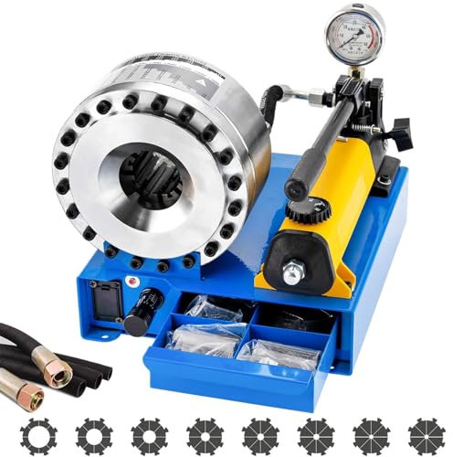 ylpddmm Pressa per pressa per Tubi Portatile,crimpatura Singola e Doppia Treccia con Diametro 10 mm-30 mm,Strumento Portatile con 8 Serie di Matrici per Tubi Idraulici Ad Alta Pressione