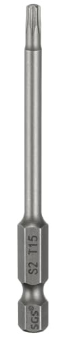 sourcing map Destornillador de cabeza Torx T15 de 1/4 de pulgada con vástago hexagonal de 75 mm de largo, magnética, sin agujero, a prueba de manipulaciones, 6 puntos, destornillador de estrella S2