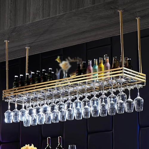 Ceiling Wine Rack - Metal Hanging Wine Storage Holder with Holder for Home, Restaurant, Bar - Multifunctional Wine Display Rack