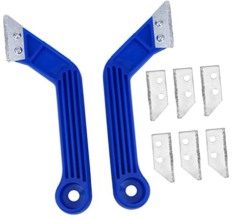 Removedor de Sellador para Baldosas 8 Cuchillas, Juego Azul | Plástico y Metal, 2 Mangos y Tornillos Incluidos, para Suelo o Pared, Cambio de Hoja Sencillo