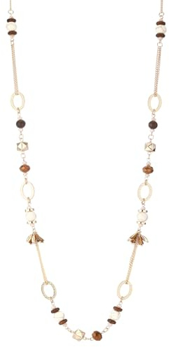 Dazylleco Lange Kette Damen Gold/Rosegold Lange Statement Perlenkette Modeschmuck Pullover Kette Lang Geburtstagsgeschenk für Frauen