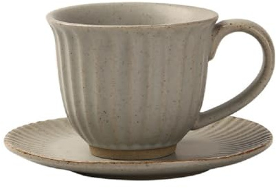 MAGICVOGEL Cappuccino Tasse mit Unterteller Steingut Espressotasse 160ml Kaffeetasse Vintage Porzellan Teetasse Mokkatasse für Zuhause Büro Café (Hell-Kaffee)