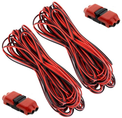 22AWG LED Verlängerungskabel 10m Schwarz-Rot 12V 2-Adrige Elektronik | Flexible Kupfer-Litze für einfache Installation, ideal für Niederspannung und LED-Projekte