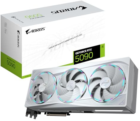 Gigabyte AORUS GeForce RTX 5090 STEALTH ICE 32G grafikkort - 32 GB GDDR7, 512 bit, PCI-E 5.0, 2655 MHz kärnklocka, 3 x DP 2.1a, 1 x HDMI 2.1b, NVIDIA DLSS 4, GV-N5090AORUSST ICE-32GD