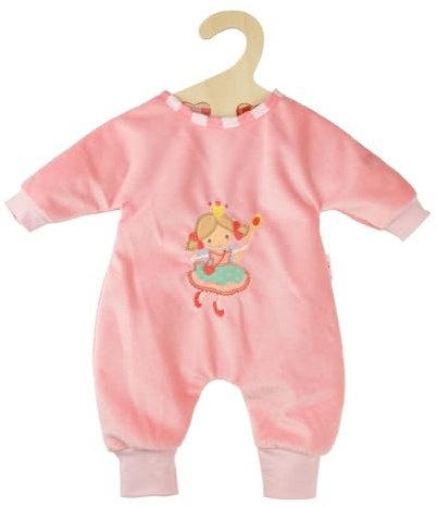 Heless 1581 - Puppen-Strampler Prinzessin Emily, in Rosa, mit Prinzessinnen Bestickung, für Puppen und Kuscheltiere der Größe 28 - 35 cm