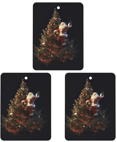 Lot de 3 désodorisants de voiture à suspendre - Feuilles parfumées à suspendre pour voiture, maison, voiture, décoration intérieure, Père Noël sur le sapin de Noël