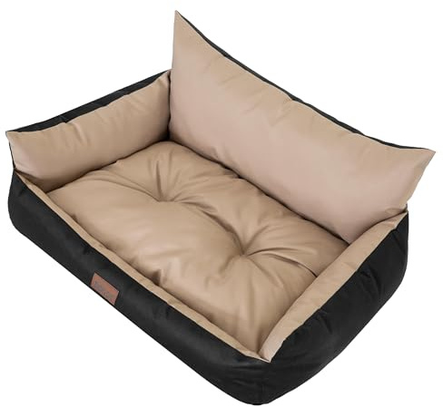 DOGGY Hundebett - Hundekorb für kleine mittelgroße & große Hunde – Haustierbett – Hundesofa – Hundematratze - Tierbett - L 64x49 cm - Beige
