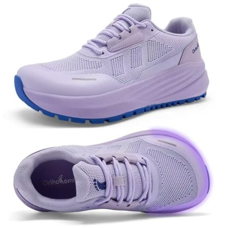 Women's Orthopedic Wide Walking Shoes: Stylish Arch Support Orthotic Flat Feet Plantar Fasciitis Heel Spur Trekking Shoes, Breathable Outdoor Camping Driving Trail Sneakers Purple Size 8