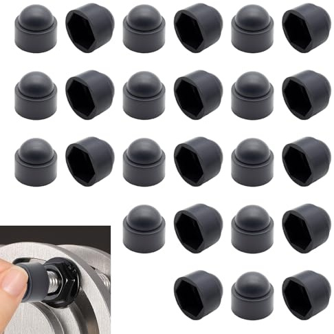 Lot de 25 Capuchons pour Boulons/Écrous M10 (SW17), Couvre-Écrous Hexagonaux, Embouts de Protection pour Vis, Adaptés aux Machines, Véhicules, Montage de Meubles et Outils de Jardin (Noir)