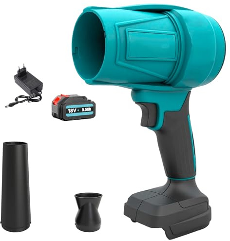Akku Gebläse, Leistungsstarkes Handgebläse mit 18V 5500mAh Akkus, Kabellos Handgebläse, Tragbarer Laubbläser zum Entfernen von Laub, Staub & Schnee (Akku Gebläse A Set)