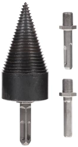 Ipetboom Wood Splitter Drill Bit 50mm with 3 Adapters Firewood Log Splitter Drill Set for 30cm Wood Splitting Bit for Kindling and Log Cutting