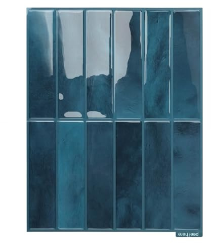Trafagala Kitchen Stick on Tiles Dark Blue Vinyl Self Adhesive Wall Tiles Stickers Kitchen Tile Self Adhesive Splashback for Bathroom Sink, Rectangle Subway 10-Sheet, (29x23cm)
