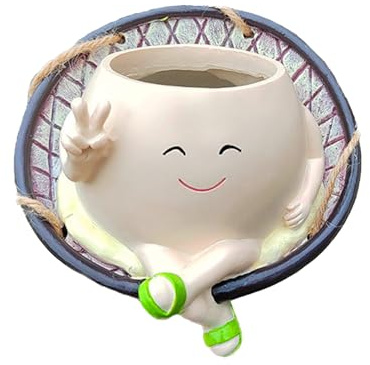 Maceta de cara oscilante, maceta oscilante con cara sonriente, divertida maceta para exteriores, de flores de resina para jardín y plantas de interior