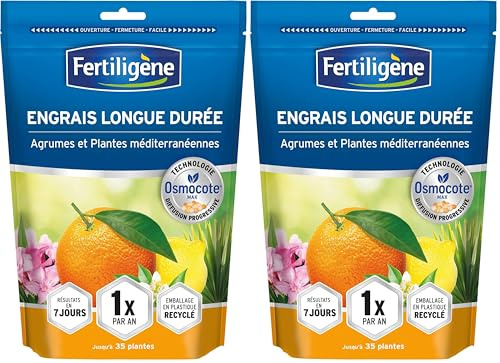 FERTILIGENE OSAGRUN - Engrais Granulés Longue Durée Osmocote Max Agrumes et Plantes Méditerranéennes 700 g - Pratique, 1 seule application par an - Résultats dès 1 semaine - 700 g pour 35 plantes