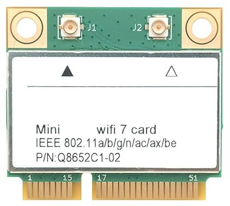 Sxhlseller BE200HMW Scheda di Rete WiFi 7 Mini PCIe per Laptop, Adattatore Wireless 5G Dual Band con Bluetooth 5.4, Aggiornamento velocità Gigabit - Modulo Internet Interno AX8