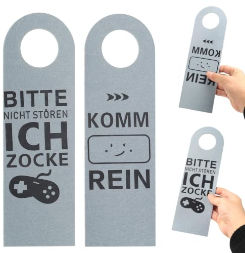 Peygre 4 Stück Bitte Nicht Stören Schilder, Filz | Filz Türanhänger, „Ich zocke“/„Komm rein“, Gaming Zubehör, Zimmer Deko, Geschenk für Gamer, Türschild Kinderzimmer.