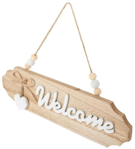 Healifty Rustikales Holz Willkommensschild Türschild Veranda Deko Wetterfestes Haustürschild Landhausstil Doppelseitiger Türhänger für Haus und Café