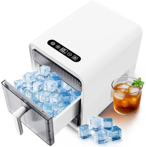 Nugget Ice Maker, Compact Countertop Ice Machine, Self Cleaning, Makes 12 PCS Ice in 10 Minutes, Ideal for Kitchen, Home Bar, RV, Camping, Home Office