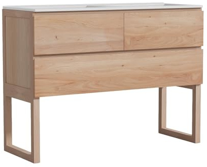 Vente-unique-Mobile bagno in rovere massello con doppio lavabo da incasso le chiaro 120 cm - TARELO
