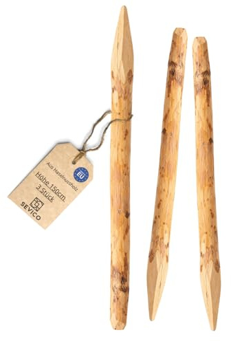 3X Haselnuss Zaunpfosten 150 cm – angespitzter Holzpfahl, imprägniert, stabile Holzpfosten für Staketenzaun, Gartenzaun & Weidezaun