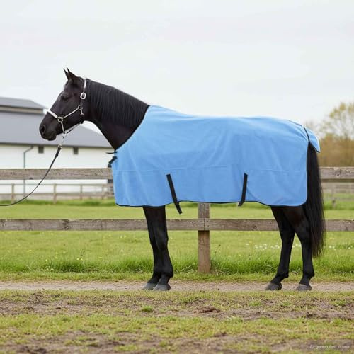 Nqyjm Hästfilt full aqua 135 cm polyester maskintvättbar varm filt häst bekväm andas och lätt, hästfilt för träning, stallet och transport