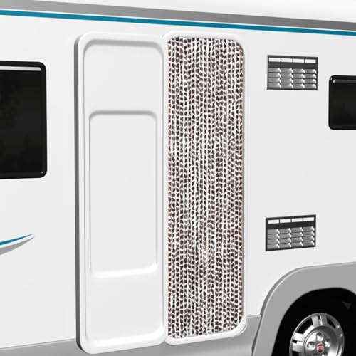 Cortina antimoscas genérica marrón y blanco, 56 x 200 cm, de chenilla de polipropileno, hilos flexibles y suaves para puerta, antiinsectos silenciosos para casa, caravana o móvil, fácil