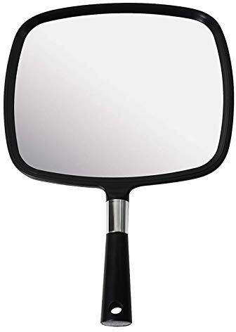 Snowflakes Hand Held Mirror, Large and Comfy Hand Mirror with Handle for Salon (Black)