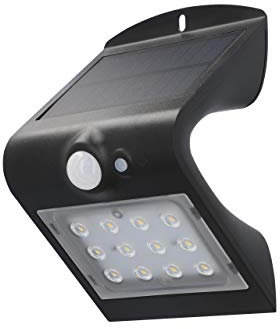 Unitec Lámpara de pared solar LED con detector de movimiento de 120°, 1,5 W, 220 lúmenes, 4000 K, IP65, color negro, 30911