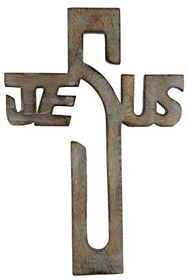 Ajuny Croce da Parete in Legno per Natale - Regali Religiosi Spirituali Cristiani - Con Gancio per Appendere Alla Parete o al Tavolo - Per la Chiesa, la Casa, la Stanza (15X10 pollici)