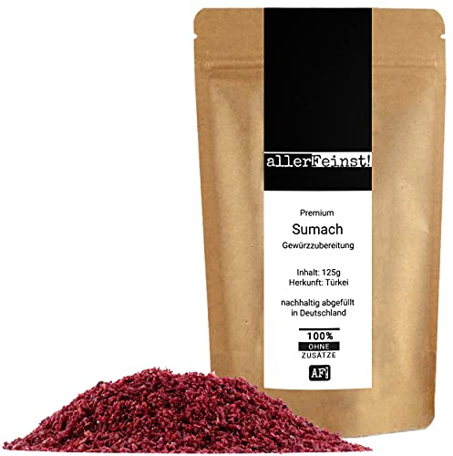 allerFeinst! - Premium Sumach Pulver - Gewürzzubereitung - Sumak - Essigbaumfrucht - Essigbaumgewürz, 1er Pack (1 x 125g)