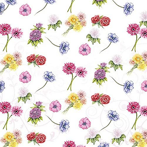 20 Servietten Bunte Blütenp?rchen | Blumen | Frühling | Sommer | Wiese | Decoupage | Tischdeko 33x33cm