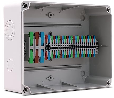 G-ProBox Plus Lever Junction Box IP65, with three sizes of coloured lever terminals, 246mm x 185mm x 100mm