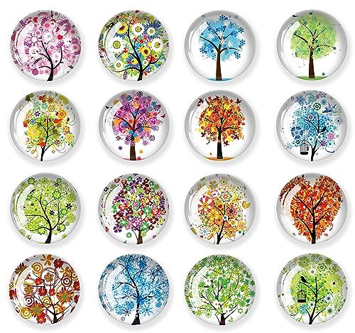 JJ Prime - 16 Stück runde Kühlschrankmagnete | Mini Kühlschrankzubehör | Kleine Magnete für Whiteboard, Büro, Küche und Schule (Baum des Lebens)
