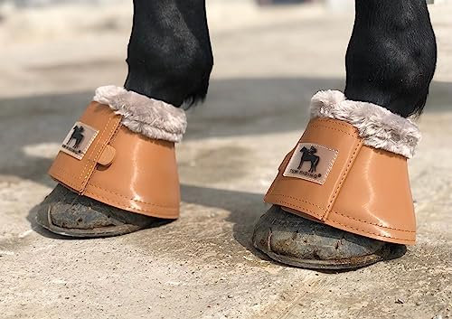 TGW RIDING Pferdeglocke Dressurstiefel XL L M S (XL, Hufglocken mit Faux, Cognac Farbe)
