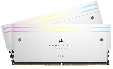 CORSAIR Dominator Titanium RGB DDR5 RAM 64GB (2x32GB) DDR5 6000MHz CL30 Intel XMP iCUE-Kompatibler Computerspeicher - Weiß (CMP64GX5M2B6000C30W)