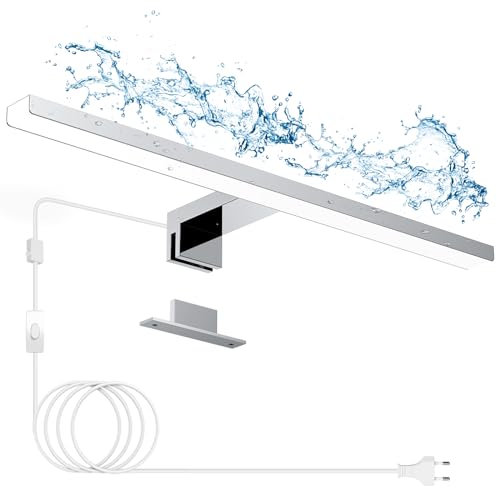 Hommie LED Spiegelleuchte Bad mit Schalter 40CM 10W 1184LM Neutralweiß 3500K Aluminiumlegierung Spiegellampe Badezimmer Lampe Schrankleuchte Schminklicht Spiegel Beleuchtung IP44 Wasserdicht