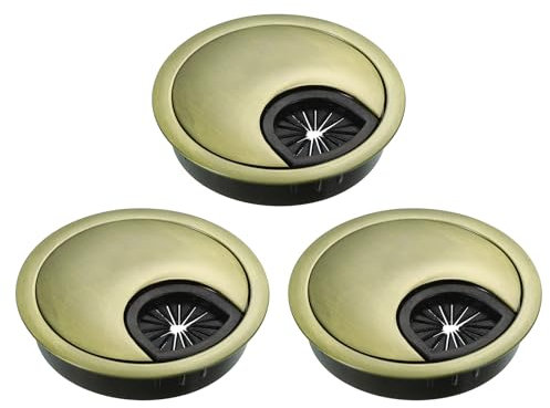 sourcing map 3Pcs Cable Hole Cover, 2-3/8 Zinc Alloy Desk Wire Cord Cable Grommets Hole Cover for Office PC Desk Cable Cord Organizer, Bronze Tone