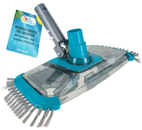 U.S. Pool Supply Testa di aspirazione rettangolare di alta qualità per piscine con spazzole laterali, attacco girevole, maniglia EZ a clip, per piscine fuori terra e interrate, rivestimento in vinile